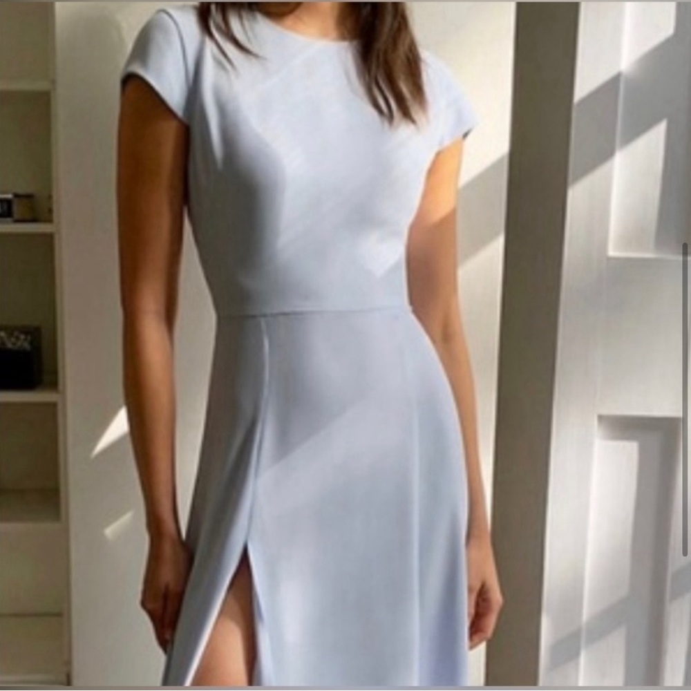 Aritzia Babaton Hampton Midi Cutout Dress in Glimmer Sky Blue size 4